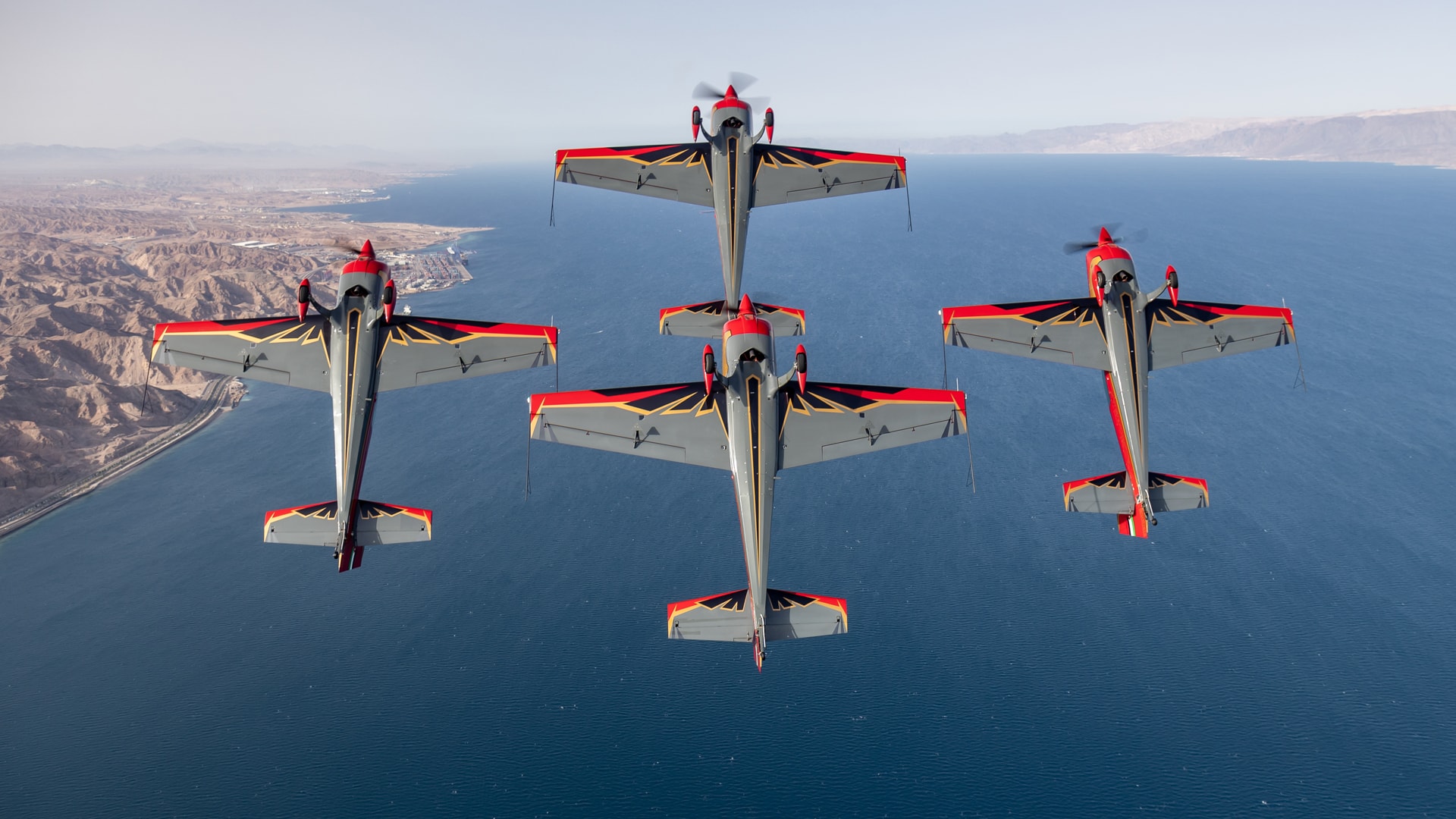4x Extra 330LX · Royal Jordanian Falcons over Aqaba